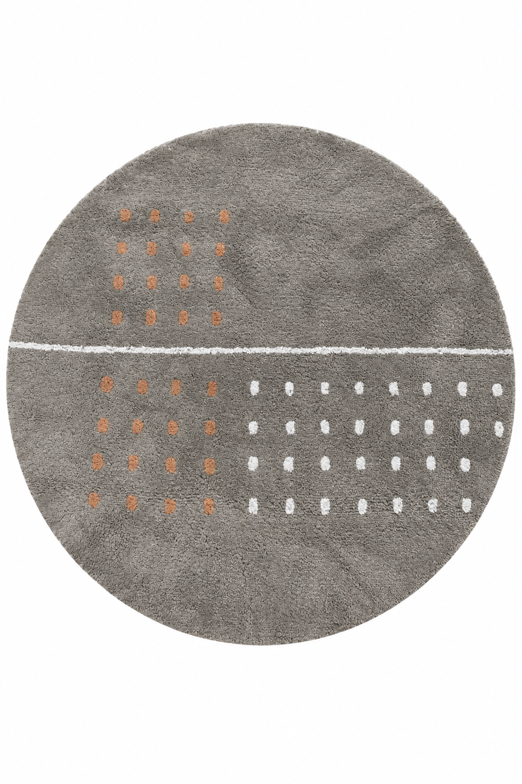 Grid - Grey Round Washable Rug